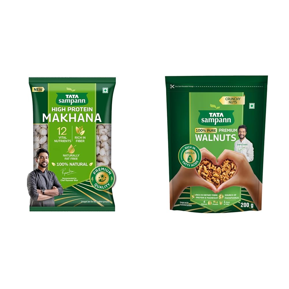 Tata Sampann, Natural High Protein Makhana, 200g + Tata Sampann Pure Walnuts/Akhrot, 200g, Crunchy Nuts, Rich in Dietary Fibre, Protein & Magnesium-image-29
