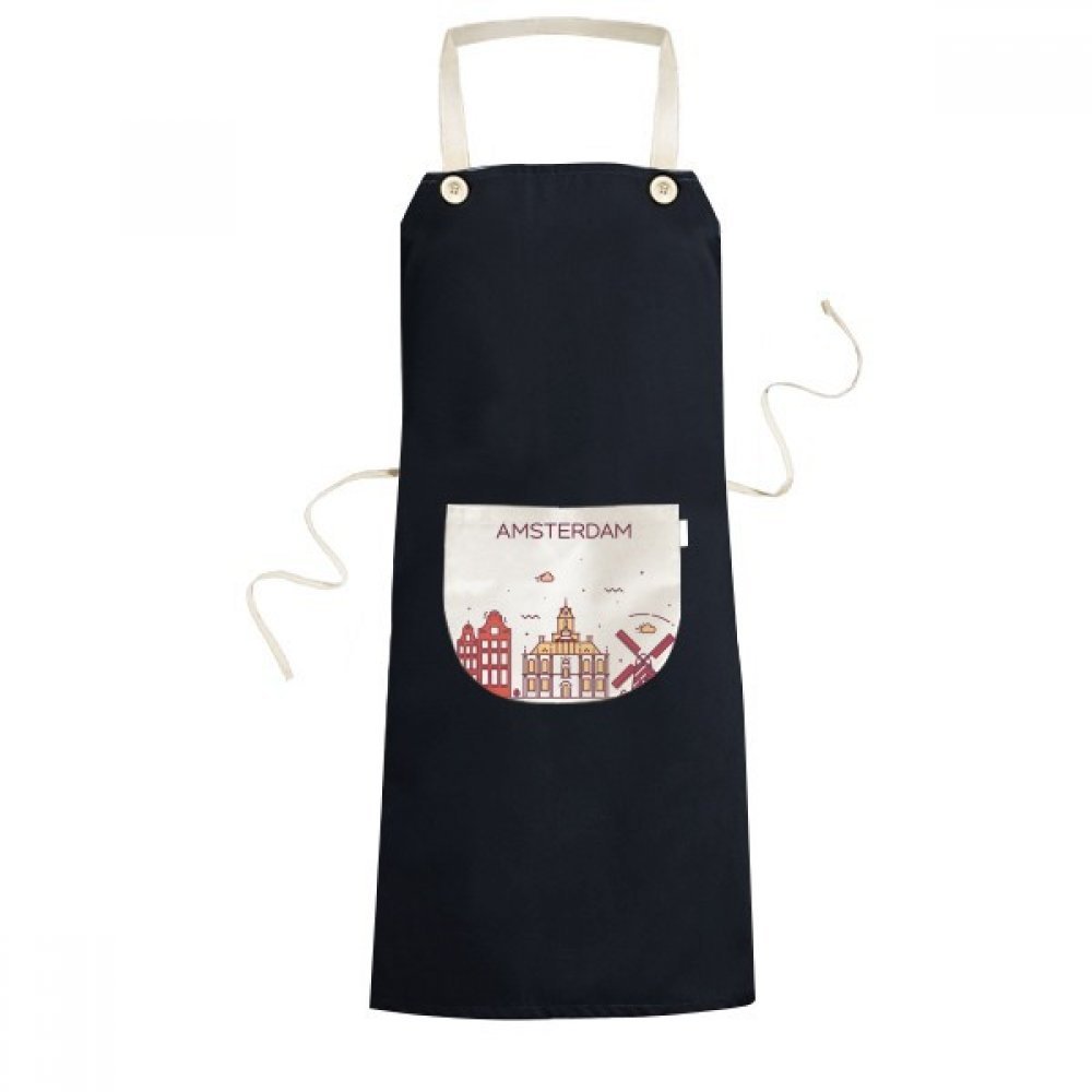 Tablier de cuisine Amsterdam noir bavoir avec poche pour homme femme chef cuisinier