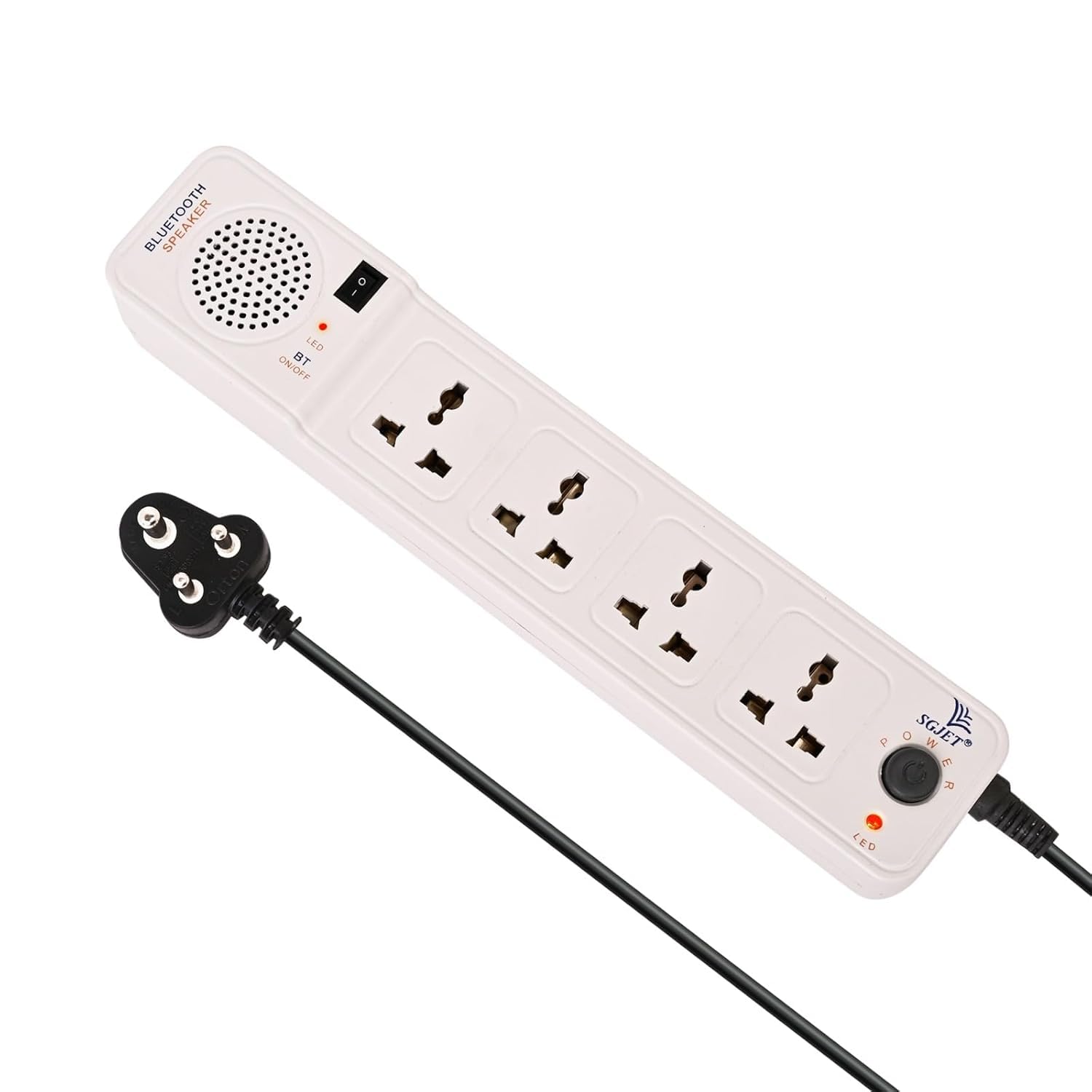 SGJET Bluetooth Speaker 4 Universal Socket Extension Cord 1200W with 2.7M Long Wire | Push Button Master Switch| Uviversal Socket | Buetooth Speaker | Extension Board-image-46