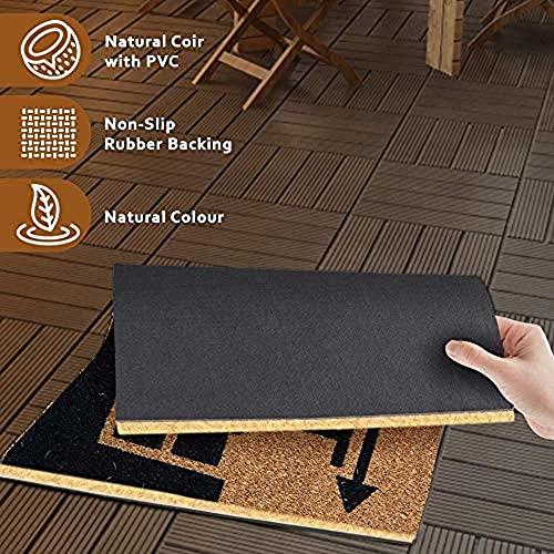 Image of Onlymat Enter Exit Printed Anti-Slip Doormat (Black and Brown) Rectangular Shaped Entryway Rug Natural Coir Material with PVC Backing for Outdoor Entrance Home Multipurpose Mats (75cm x 45cm)