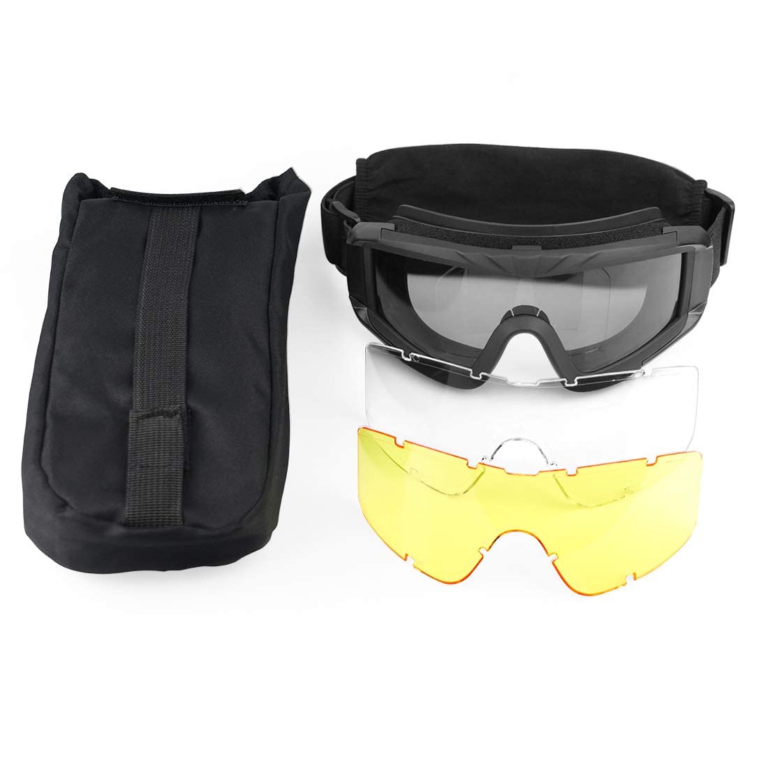 Feyachi Gafas de airsoft tácticas con 3 lentes intercambiables protección UV400 antivaho para tiro caza paintball