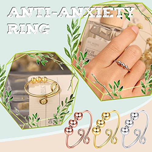 Momolaa Doigt Simple réglable pour Anneaux d'anxiété Bobine pour Femmes Anneaux en Spirale Classeur Bijoux Anneaux (Multicolor, One Size) – vue 2