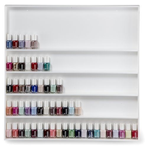 Acrylic Nail Polish Wall Organizer & Beauty Care Storage Rack Holds Up To 100+ Bottles | byAlegory (White Solid) Wall Mounting Hardware & Instructions Included Makeup Organizer