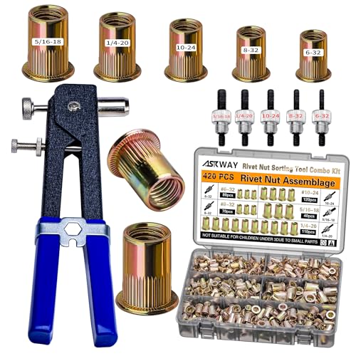 ASKWAY SAE Pressure Rivet Nut Tool Kit 420pcs