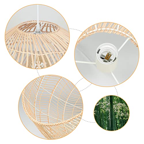 Arturesthome 1 Light Rattan Woven Pendant Light Shades,17.7" Kitchen Island Pendant Light,Handmade Hanging Lamp Crafts Lampshade for Living Dining Room - Image 5