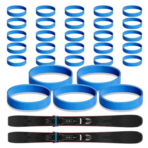ASOFTY 30 Stück Ski Bindung Gummi, Bindungshalter Ski, Ski-Stoppergummis Bindungs