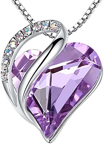 Leafael Necklaces for Women, Infinity Love Heart Pendant with Alexandrite Light Purple Birthstone Crystal for June, Jewelry Gifts for Wife, Silver Plated 18 + 2 inch Chain, Birthday Gift for Mom Girls