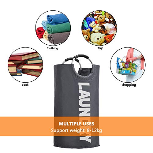 Large Laundry Basket Collapsible, Ihomagic 85L Laundry Hamper With Handle, Fabric Laundry Bag Durable, Waterproof Washing Bin Storage Basket Stand Upright For College, Trip, Camping (Dark Gray) #TOP6