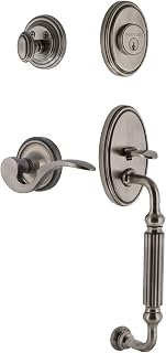 Nostalgic Warehouse Classic Plate F Grip Entry Set Manor Lever in Antique Pewter