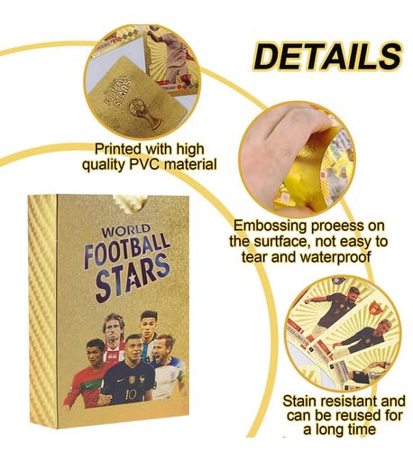DZLING Football Card Deck, World Cup 2024 Gold Foil Football Cards - 55 Pieces Euro 2024 Collection (Football Card Golden 55Pc) — photo 3