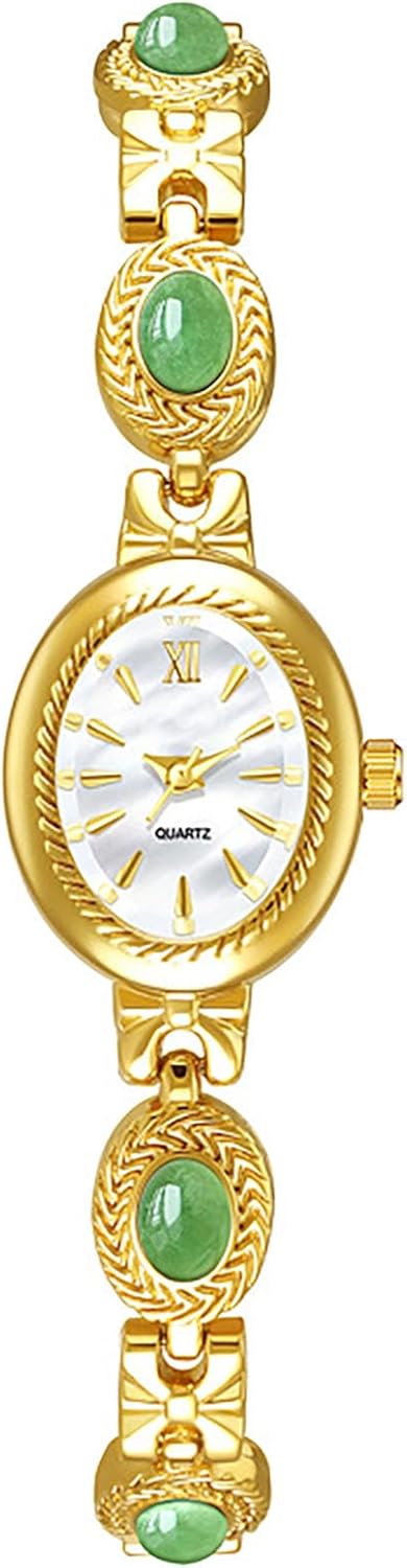 ADSBIAOYE Women Vintage Watch Dainty Oval Dial Small Gold Bracelet Watch Luxury Ladies Dress Waterproof Analog Casual Watches