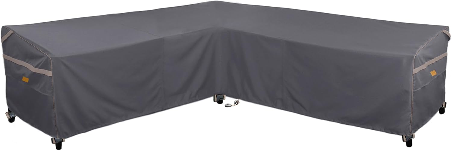 Heavy Duty Waterproof Patio Furniture Covers,Fade Resistant Outdoor Sofa Covers V-Shaped Sofa Cover 85" W (on Each Side) x 33" D x 31" H Dark Grey