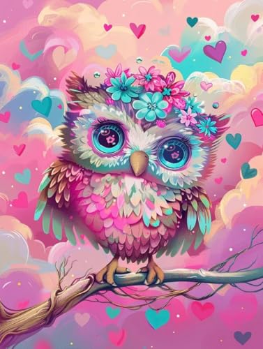 Diamond Painting Chouette Kit Complet 40x50cm pour Loisirs Créatifs Adultes