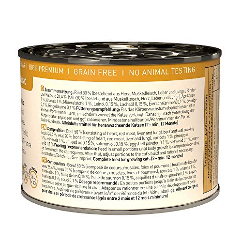 catz finefood Kitten N° 7 Rind und Kalb Katzenfutter nass - Feinkost Kitten Nassfutter für junge Katzen, 6 x 200 g