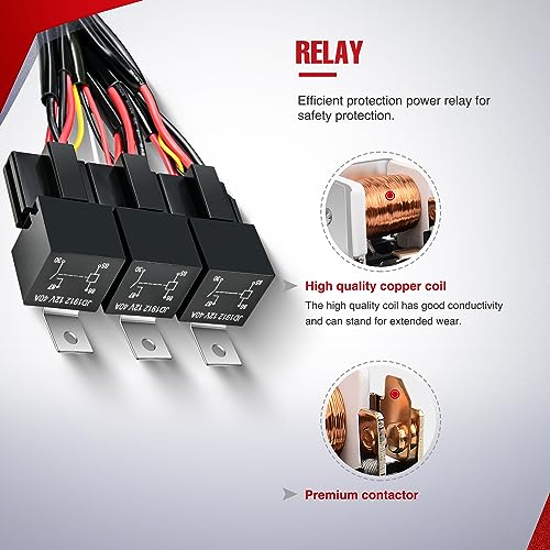 Image of Nilight 16AWG LED Light Bar Wiring Harness Kit-6 Leads