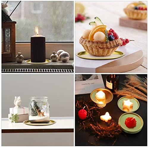 10 Pcs Candle Plates Metal Pillar Candle Holder Decorative Candle Tray Candlestick Candle Stand Tea Light Holder Table Decor for Incense Cones, Spa,Candles,Wedding,Home,Party