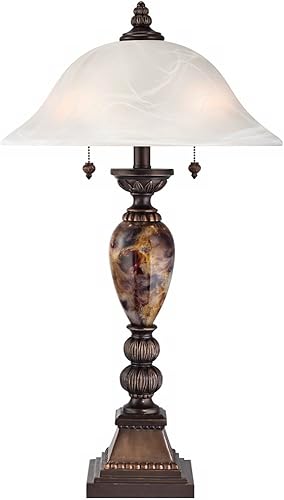 Miniatura 3 de kathy ireland Mulholland - Lámpara de mesa tradicional vintage de 27 pulgadas de alto bronce envejecido con pantalla de cúpula de cristal de