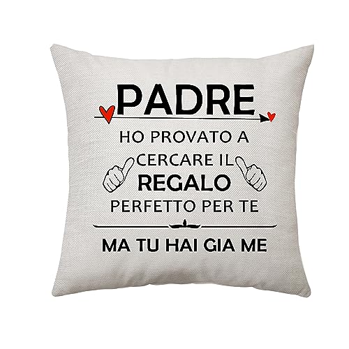 Copricuscino Decorativo Padre - Regalo di Gratitudine Buffo per Compleanno, Natale, Matrimonio, Festa del Papà - Idee Regalo e Decorazioni d'Interni
