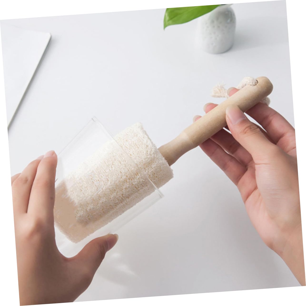 IMIKEYA 5 Ensembles Brosse De Nettoyage en Luffa Brosse À Vaisselle Nettoyeur De Bouteille d'eau Gourde Hydro Balayette Brosse pour Le Nettoyage Goupillon De Cuisine en Bois 3 Pièces * 5