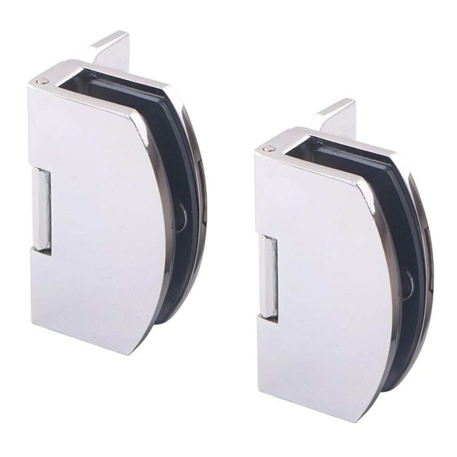 2Pcs Glass Door Hinges, Self Closing Frameless Side Mounted Glass Clamps for Wine Cabinet Display Cabinet(8-10MM)