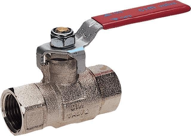 Válvula de bola de 2/2 vías KHM-2-R11/2i-25-MSV-PTFE-STKU-RT-T11 - latón niquelado con rosca larga
