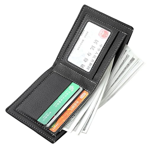 Image of Slim Wallet for Men with Coin Purse, Minimalist Wallet with Zipper, Bifold Mens Wallets with Credit Card Holder, PU Leather Men's Wallet with Money Clip, Carteras Para Hombres (BLACK D2)