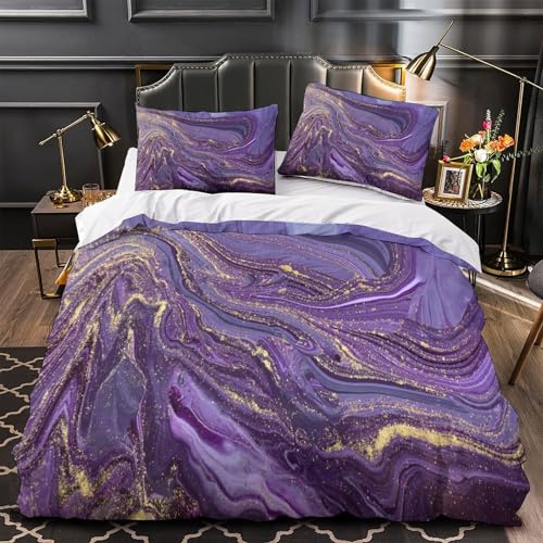 Housse de couette fermeture éclair violette microfibre douce lit King 220x240 - 2