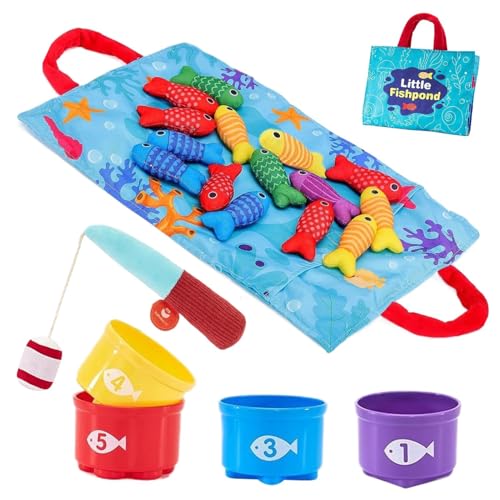Jeu de pêche en tissu sensoriel et d'éveil pour enfant de 1 an et plus