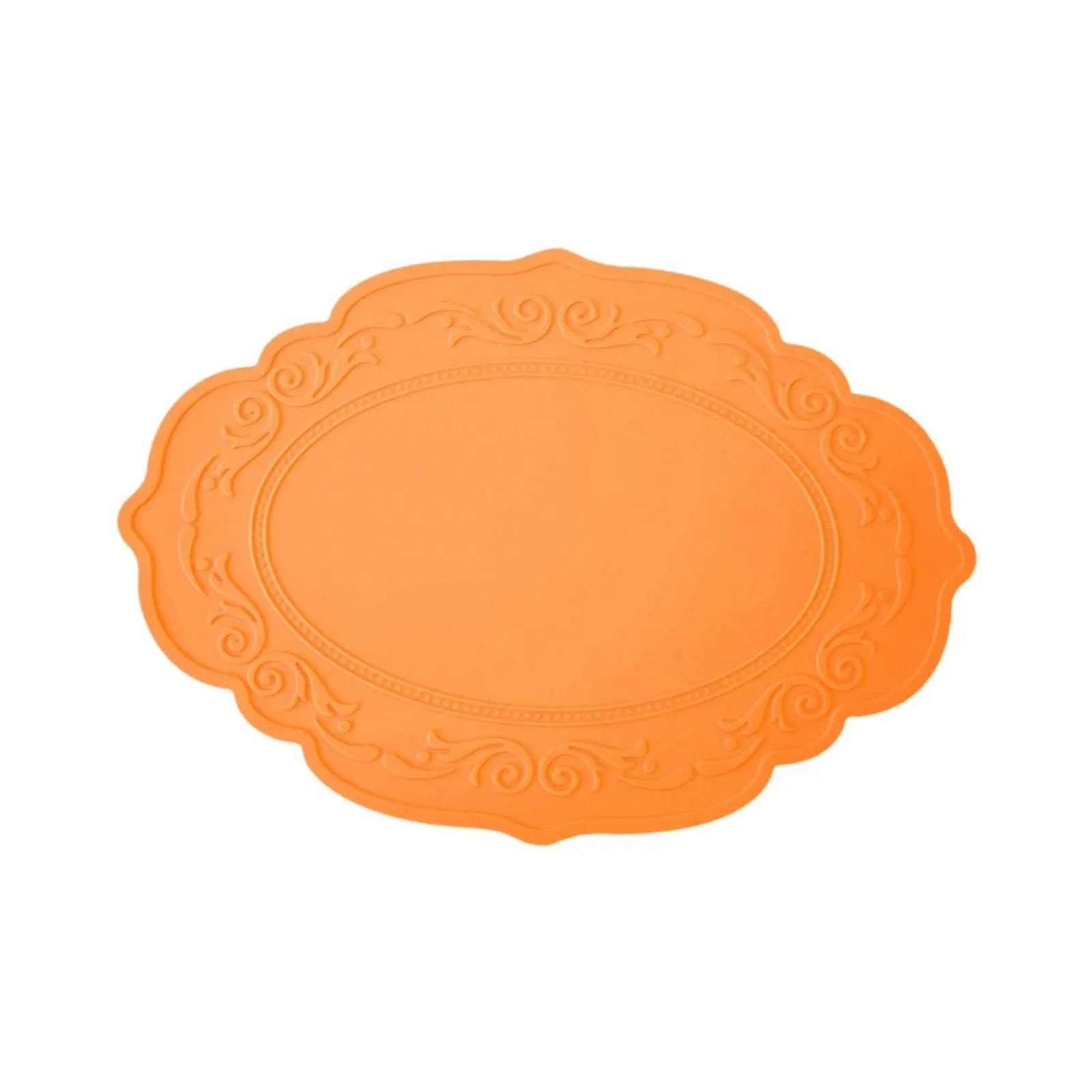Oval Dining Table Table Mat Placemat for Dining Table Heat Insulation Mat Silicone Placemat for Barbecue(Orange)
