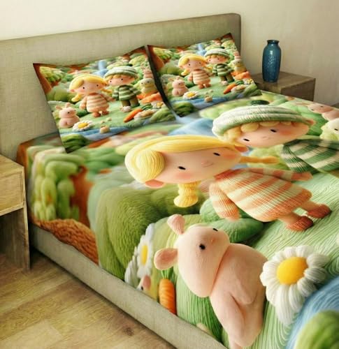 Image of Home Sizzler 7D Digital Print Kids Special Animated Character Soft Microfiber Double Bedsheet with 2 Pillow Covers, 300TC