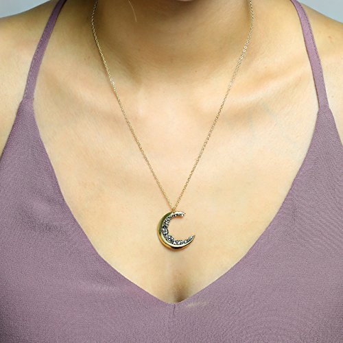 Dainty Jewelry Gold Crescent Moon Necklace Black Diamond Necklace Graduation Gift Gift for Her Celestial Halloween Jewelry Anniversary - ZCMN