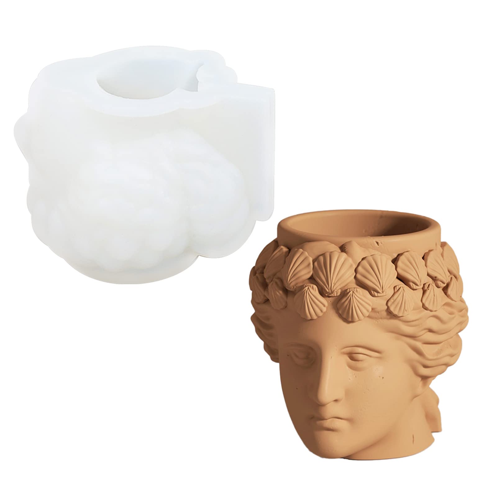 Moule silicone pot de fleurs ciment pour fabriquer vos vases tête sculptée