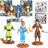 Nickelodeon Avatar: The Last Airbender Collectible Figure Set - Bundle of 3 Avatar Figures: Katara, Toph, Zuko Plus Stickers | 7