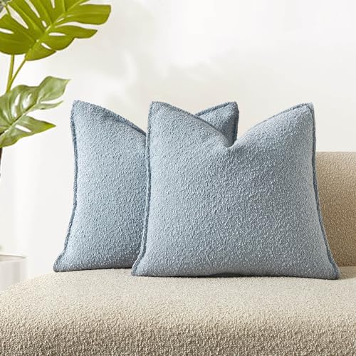 JUSPURBET Light Blue Decorative Pillow Covers 22x22 Set of 2
