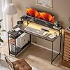 Amazon.com: WASAGUN Gaming Desk,40 Inch L Shaped Desk with LED Lights ...