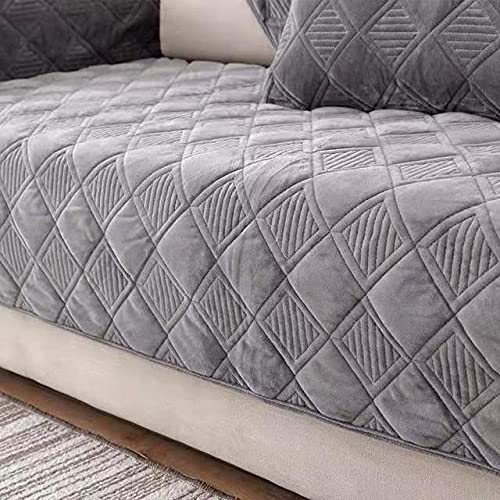 Sofa Slipcover Corner 3/2/1/4 Seater Sofa Cover L Shape Couch Cover Velvet Thick Sofa Protector Anti-slip Reversible Quilted Corner Slipcovers Washable for Sectional Couch ( Color : T , Size : 70x180c