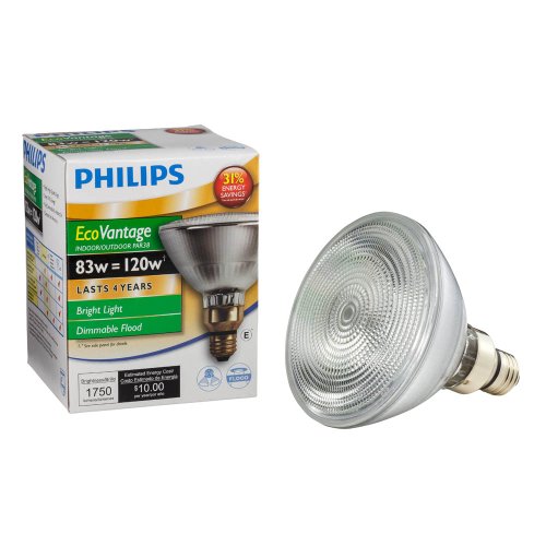 Philips 424985 83-watt PAR38 Halogen Flood Light Medium Skirted Base Dimmable Long Life Light Bulb