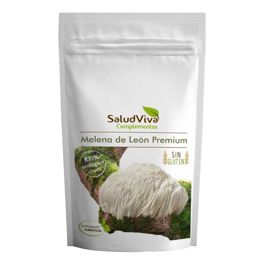 Melena de León Premium Eco 50g | Hericium Erinaceus Natural en Polvo | Potente Prebiótico Digestivo y Neuroprotector Cerebral | Apoyo Memoria, Concentración y Salud Intestinal