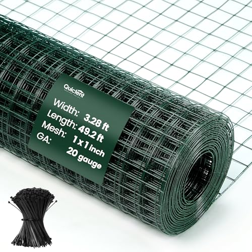 Zupapa/Quictent/Jostyle Quictent 1 inch Hardware Cloth for Chicken Coop 40in x 50ft 20 Gauge, Dark Green Vinyl Coated Chicken Wire Mesh, Predator Proof Chicken Fence, Garden Netting
