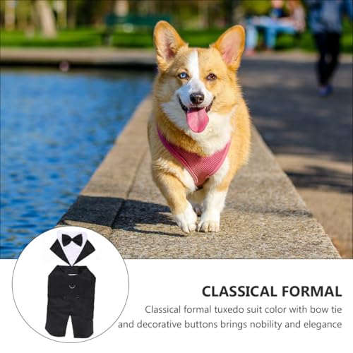 Traje de esmoquin para perro con pajarita, talla M formal miniatura 4