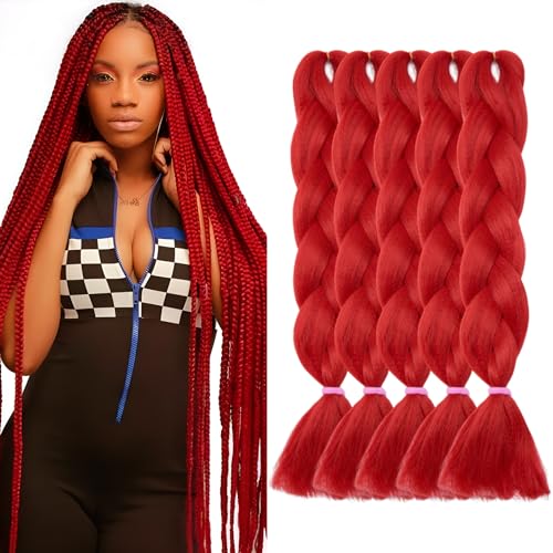 5PCS/500G Trenza de cabello Extensiones de cabello de trenzado 4 tonos Trenzas de ganchillo retorcidas Braiding Twist Hair Extensions rojo