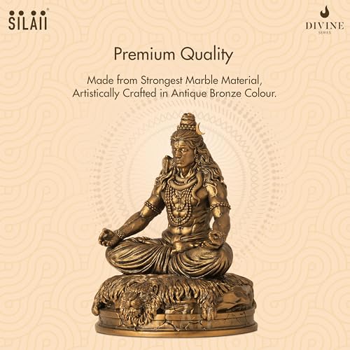 Image of SILAII Lord Shiva Meditation Statue - 12 Inch Mahadev Murti | Spiritual Home Decor Showpiece | Ideal for Meditation, Yoga & Prayer Room