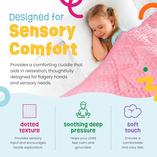 5lb Child's Weighted Blanket - Kids Weighted Blanket 5 Pounds (36" x 48") - Cute Dotted Texture Sensory Blanket - 5 lbs Weight Blanket for Kids Ages 4 to 7 - Machine Washable, Travel Friendly (Pink) - Image 4