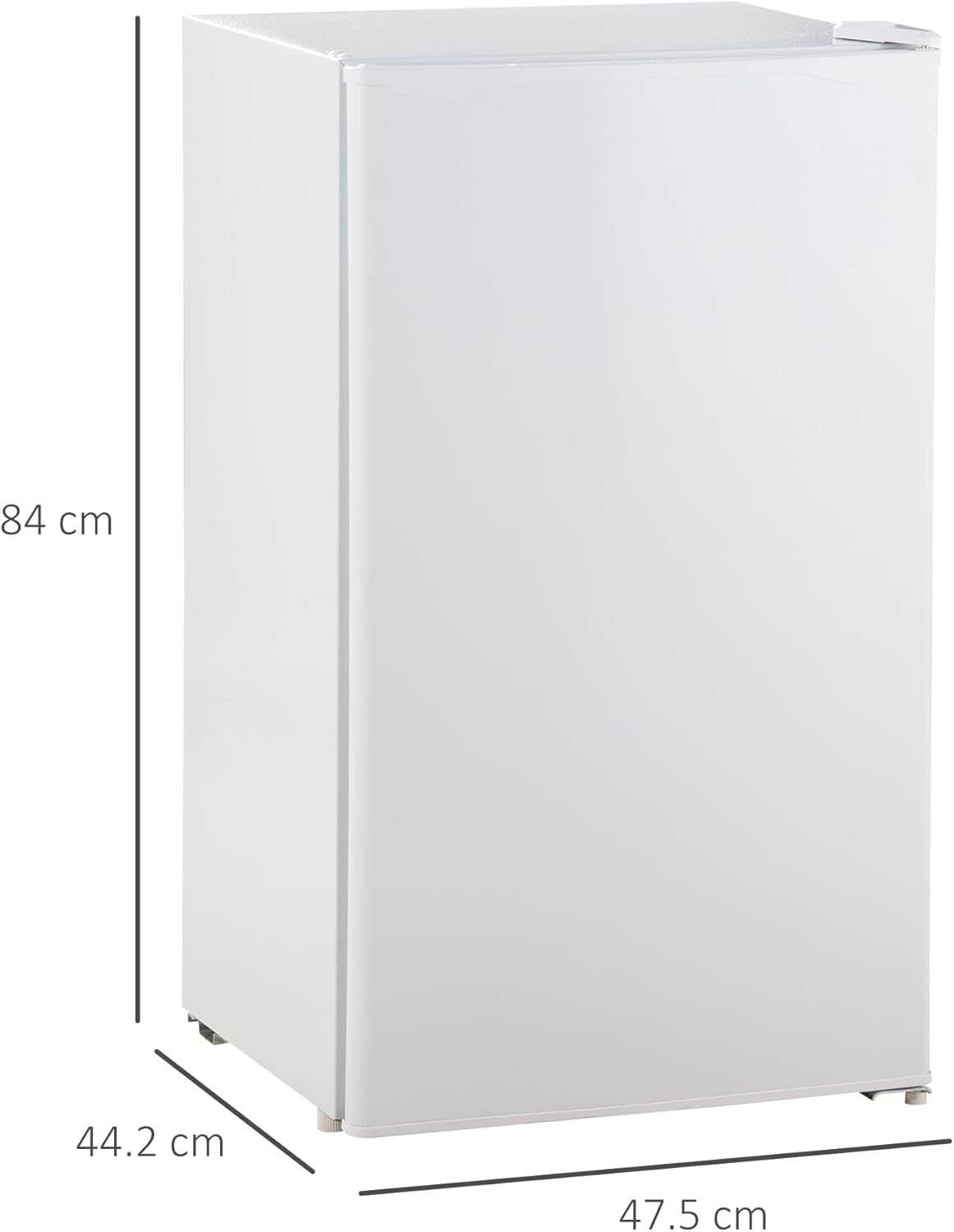 Diagram showing the dimensions of the HOMCOM 91L Compact Refrigerator