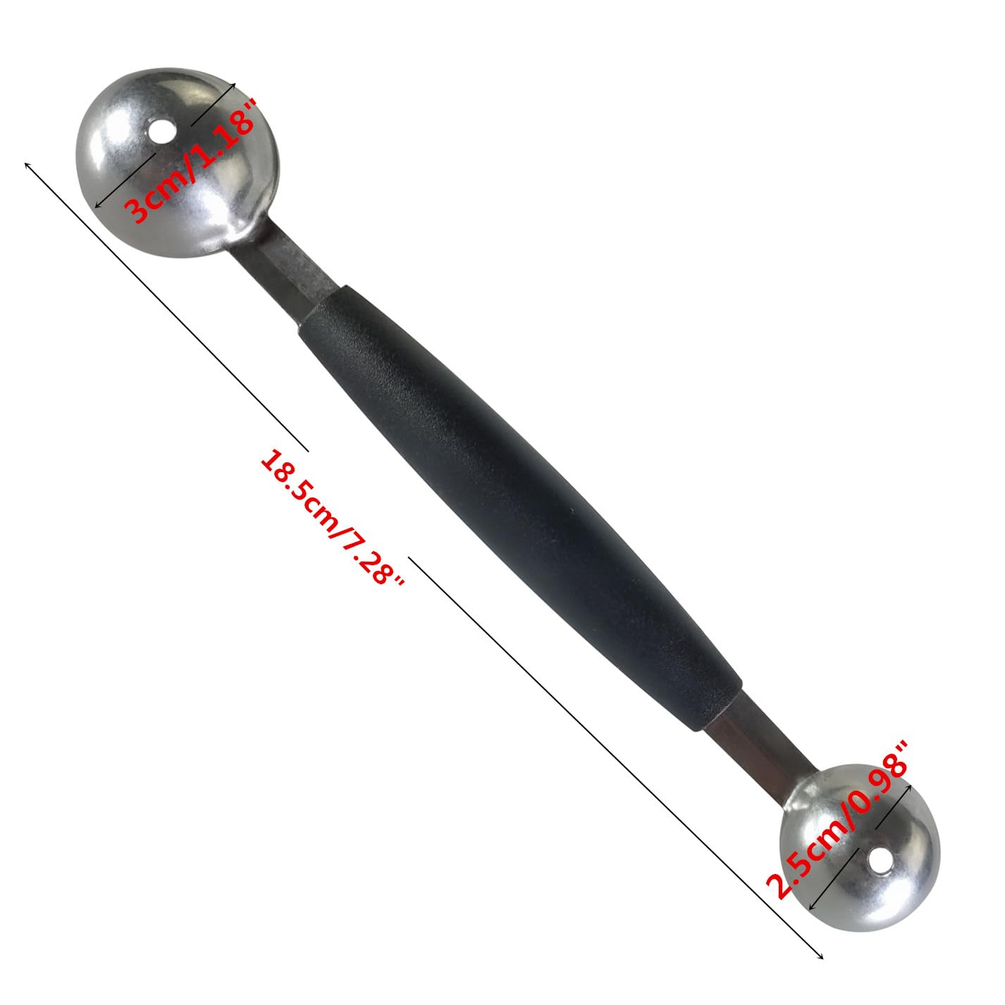 Cuchara de doble cara para frutas y melón, cortador de cuchara de acero inoxidable 2 en 1, 18 cm