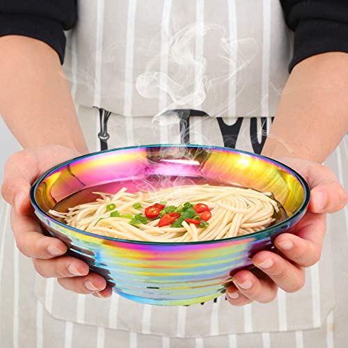Buyer Star Rainbow Ramen Bowl Set Noodle Bowl Japanese Style Soup Bowls Set With Chopsticks, Ladle Spoons Set And Large Bowl For Noodles (Large, 8 Inch) #TOP1