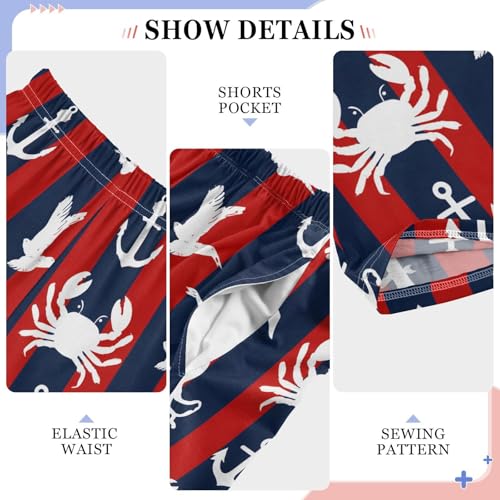 ALAZA Striped Crab Anchor Pajama Lounge Pants Long Sleep Pajama Bottoms with Pockets4