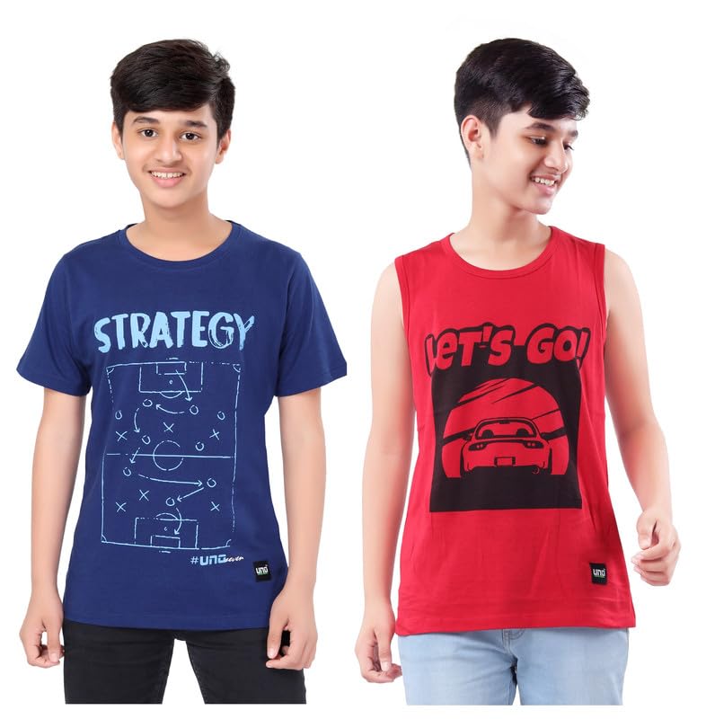 Image of UNOseven Boys Cotton T-Shirt - Pack of 2