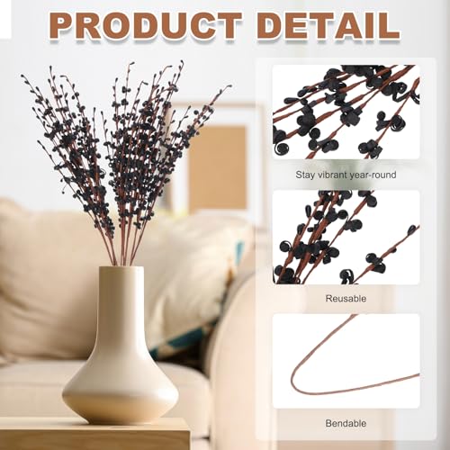 uxcell 8本セット 人工茉莉花の造花 長茎55cm フェイクフラワー ブーケ DIYフラワーアレンジメント ホームパーティー ホテル装飾用（黒） [3]