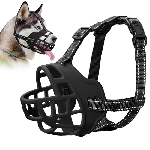 ODRIEW Dog Muzzle for Large Sized Dog - Medium Sized Dogs, Small Basket Muzzle to Prevent Biting - for Barking, Breathable, Allows Panting Drinking, Suitable for Grooming Training. (Black, 6)